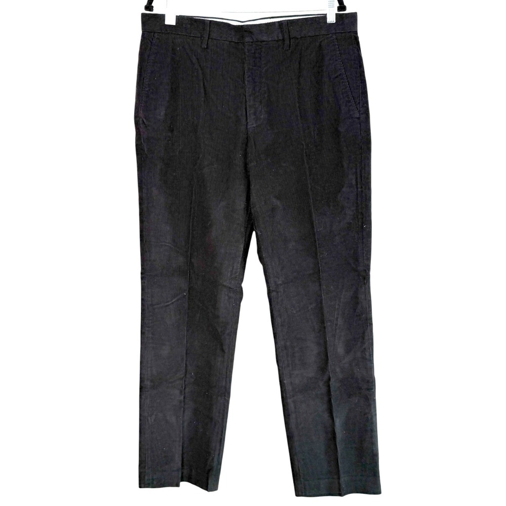 J Crew Mens Flat Front Corduroy‎ Classic Fit Pants Black Size 36x32